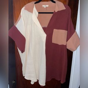 Color Block Button Down